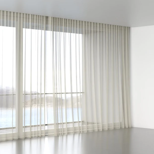 Photo of the fabric Aurora Sandstone swatch by Mokum. Use for Sheer Curtains. Style of Plain, Sheer