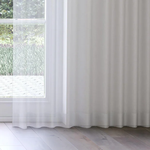 Photo of the fabric Distill Shadow swatch by James Dunlop Essentials. Use for Sheer Curtains. Style of Plain, Sheer