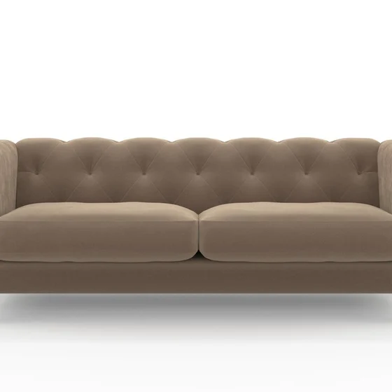Photo of the fabric Vienna Mink swatch by James Dunlop. Use for Curtains, Upholstery, Accessory. Style of Plain, Velvet