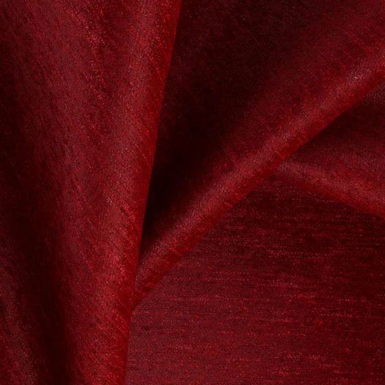 Photo of the fabric Lambada Pomegranate swatch by Zepel. Use for Curtains, Upholstery, Accessory, Top of Bed. Style of Chenille, Plain