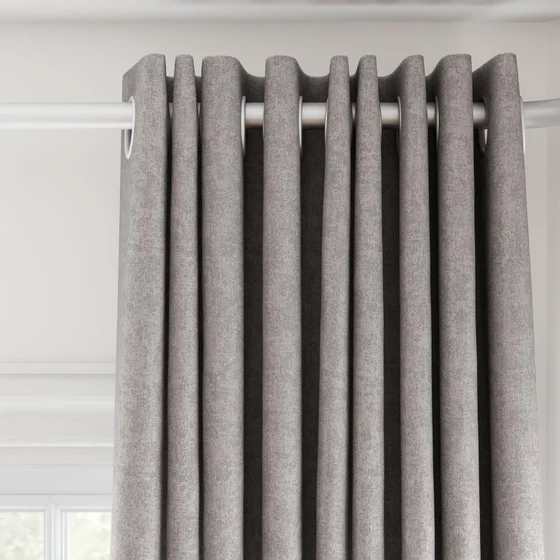 Photo of the fabric Avalon FR Blackout Fog swatch by James Dunlop Essentials. Use for Curtains. Style of Plain, Texture