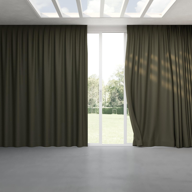 Photo of the fabric Satori Stonewash Moss swatch by Mokum. Use for Curtains, Upholstery Light Duty, Accessory, Top of Bed. Style of Plain, Texture