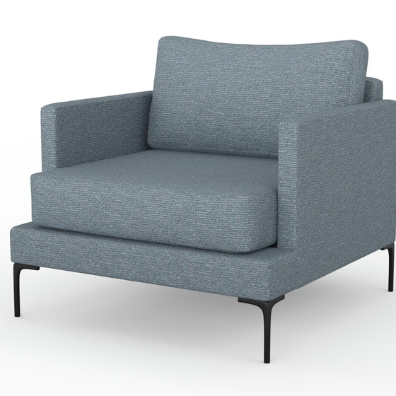 Photo of the fabric Grain Denim swatch by Mokum. Use for Upholstery, Accessory, Top of Bed. Style of Plain, Texture