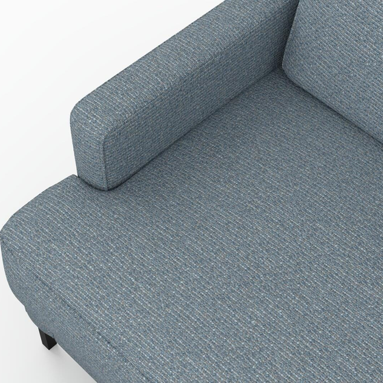 Photo of the fabric Grain Denim swatch by Mokum. Use for Upholstery, Accessory, Top of Bed. Style of Plain, Texture
