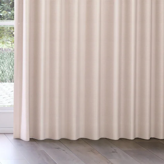 Photo of the fabric Borneo Uncoated Blush swatch by James Dunlop. Use for Curtains, Accessory, Top of Bed. Style of Stripe