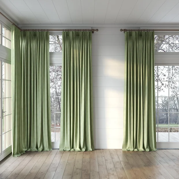 Photo of the fabric Trezor Laurel swatch by James Dunlop FibreGuard. Use for Curtains, Upholstery, Accessory. Style of Chenille, Plain
