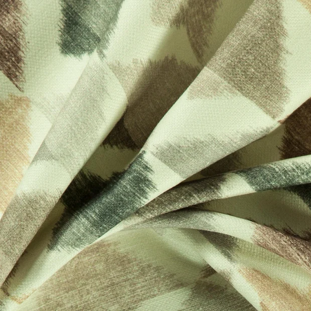 Photo of the fabric Ambre Sandstone swatch by Zepel. Use for Curtains, Upholstery Light Duty, Accessory, Top of Bed. Style of Geometric, Print