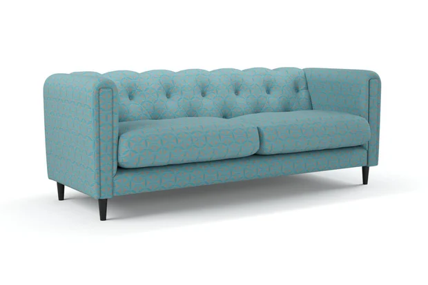 Photo of the fabric Tapa Aqua swatch by James Dunlop. Use for Upholstery, Accessory. Style of Geometric