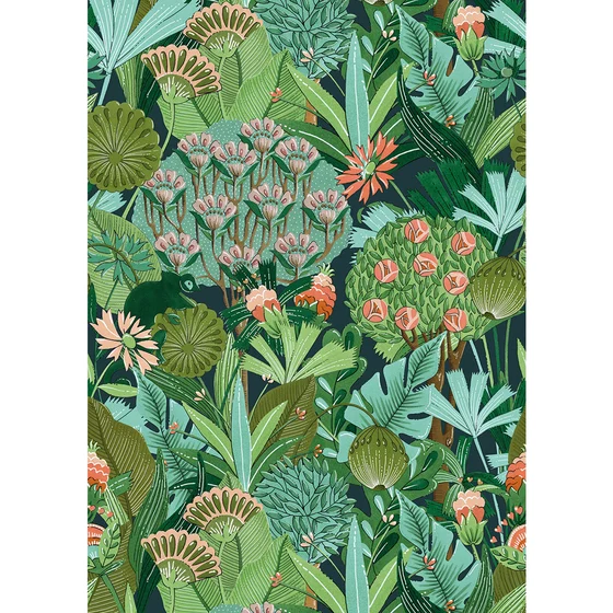 Photo of the fabric Jard.Onirique Panel 10256 10256 70 70 swatch by Casadeco. Use for Wall Covering, Wall Panel/Mural