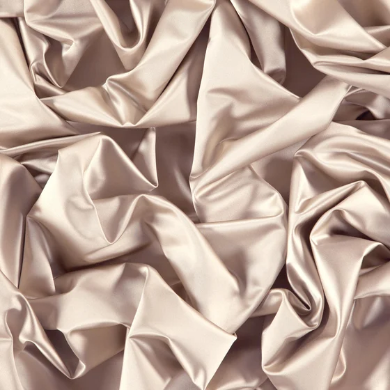 Photo of the fabric Sateen 137 Putty swatch by Zepel. Use for Curtains, Upholstery, Accessory, Top of Bed. Style of Plain, Taffeta