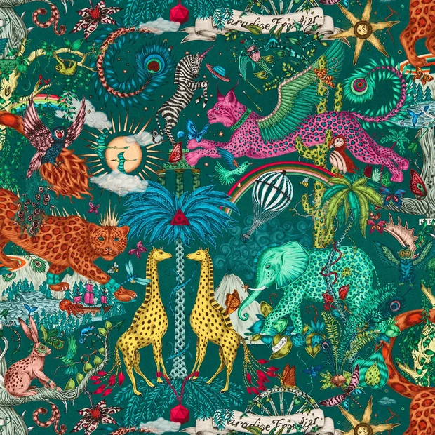 Photo of the fabric Paradise Lost Wallpaper W0216 5 swatch by Clarke & Clarke. Use for Wall Covering. Style of Animals And Birds, Uncoated Non-Woven