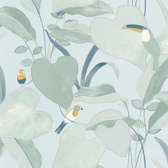 Photo of the fabric Amazonia Wallpaper 10142 71 21 swatch by James Dunlop. Use for Wall Covering. Style of Floral And Botannical