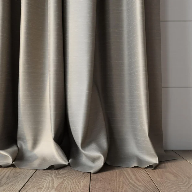 Photo of the fabric Luxe Fog swatch by James Dunlop Essentials. Use for Curtains, Accessory, Top of Bed. Style of Plain, Texture
