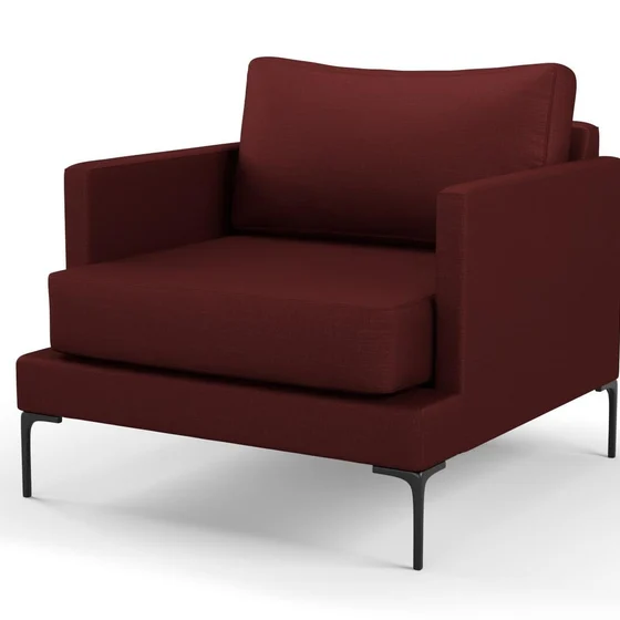 Photo of the fabric Allium Bordeaux swatch by Mokum. Use for Upholstery, Accessory. Style of Plain, Texture