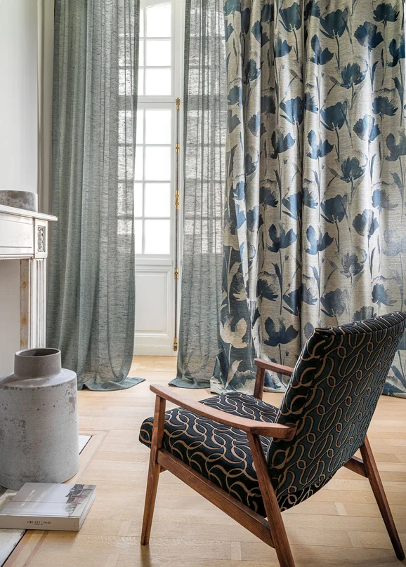 Photo of the fabric Sarment 4575 4575 0571 in situ by Casamance. Use for Curtains, Upholstery, Accessory. Style of Velvet