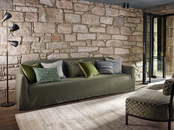 Photo of the fabric Tor Reversible Z641 03 in situ by Zinc. Use for Curtains, Upholstery, Accessory. Style of Plain