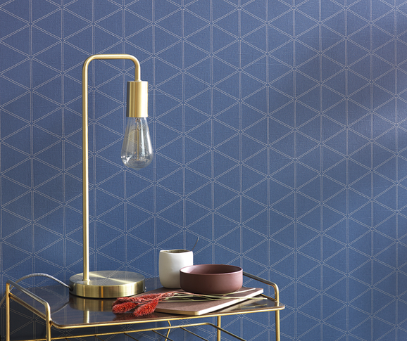 Photo of the fabric Whisper Wallpaper 8417 8417 24 29 in situ by Casadeco. Use for Wall Covering. Style of Geometric