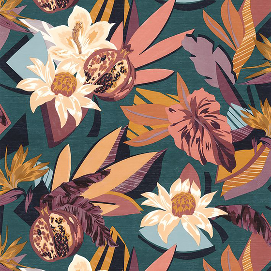 Photo of the fabric Salvador Wp 7553 7553 1630 swatch by Casamance. Use for Wall Covering. Style of Floral And Botannical