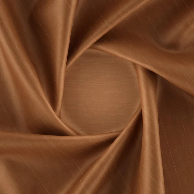Photo of the fabric Silky Nutmeg swatch by Zepel. Use for Curtains, Accessory, Top of Bed. Style of Plain, Texture