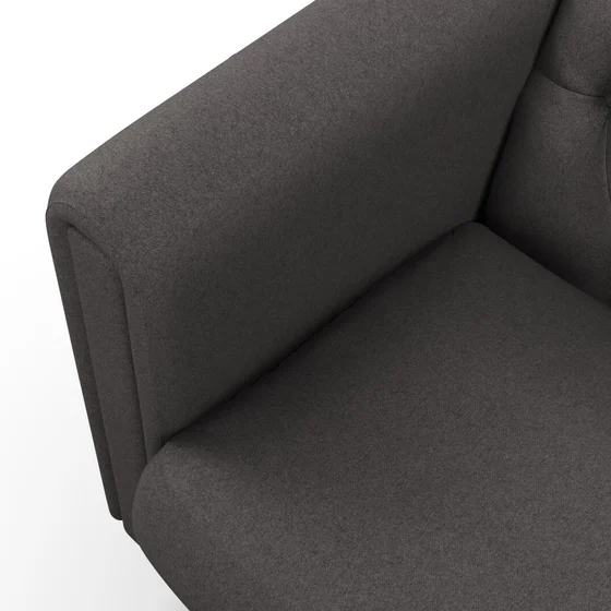 Photo of the fabric Braveheart Charcoal swatch by James Dunlop FibreGuard. Use for Upholstery, Accessory, Top of Bed. Style of Plain, Taffeta