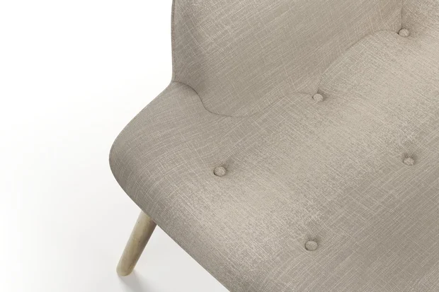 Photo of the fabric Maxime Truffle swatch by James Dunlop. Use for Upholstery, Accessory. Style of Stripe, Texture
