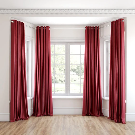 Photo of the fabric Luxe Sangria swatch by James Dunlop Essentials. Use for Curtains, Accessory, Top of Bed. Style of Plain, Texture
