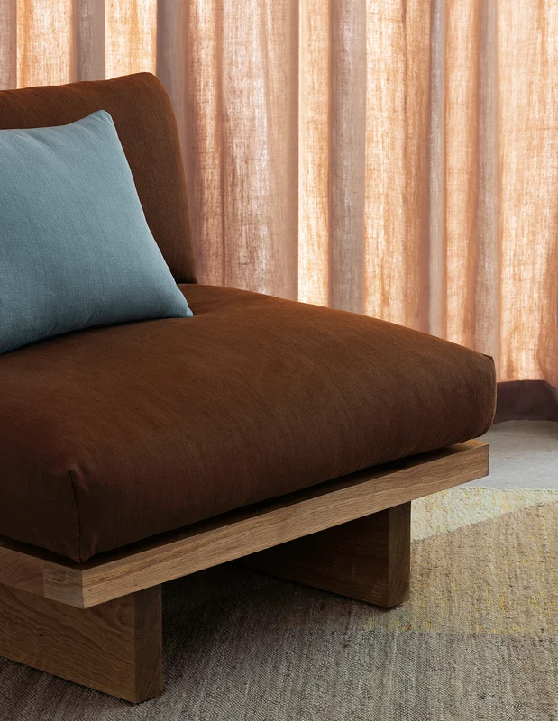 Photo of the fabric Eternal Tourmaline in situ by Mokum. Use for Curtains, Upholstery, Accessory. Style of Plain, Texture
