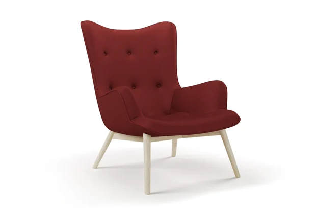 Photo of the fabric Trailblazer Cherry swatch by James Dunlop FibreGuard. Use for Curtains, Upholstery, Accessory, Top of Bed. Style of Texture, Traditional