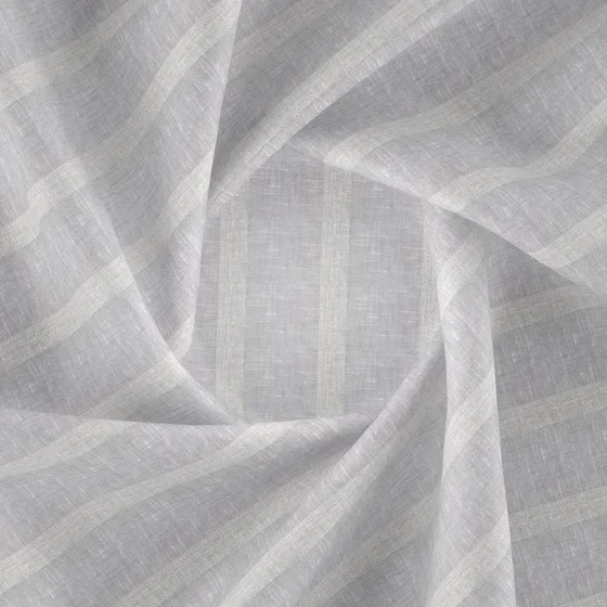 Photo of the fabric Camus Steel swatch by Zepel. Use for Sheer Curtains. Style of Sheer, Stripe