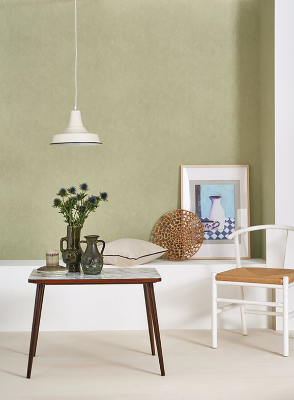Photo of the fabric Kiosque Wallpaper 8238 8238 15 05 in situ by Casadeco. Use for Wall Covering. Style of Plain