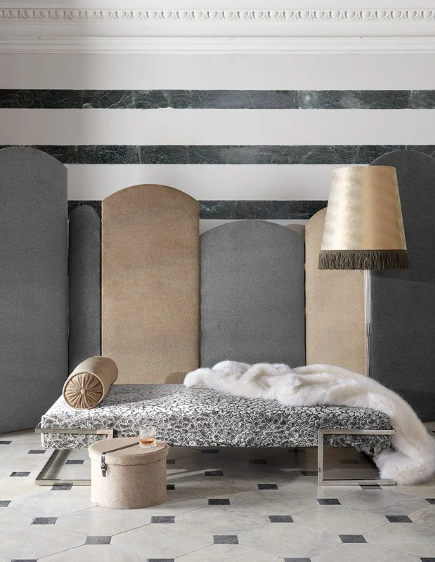 Photo of the fabric Shearling Z283 02 in situ by Zinc. Use for Curtains, Upholstery, Accessory, Top of Bed. Style of Plain, Texture
