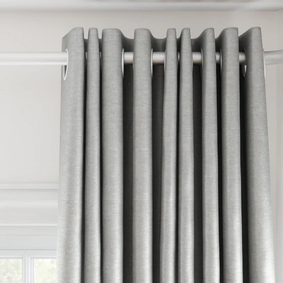 Photo of the fabric Provence Silver swatch by James Dunlop Essentials. Use for Curtains, Upholstery, Accessory, Top of Bed. Style of Plain, Texture