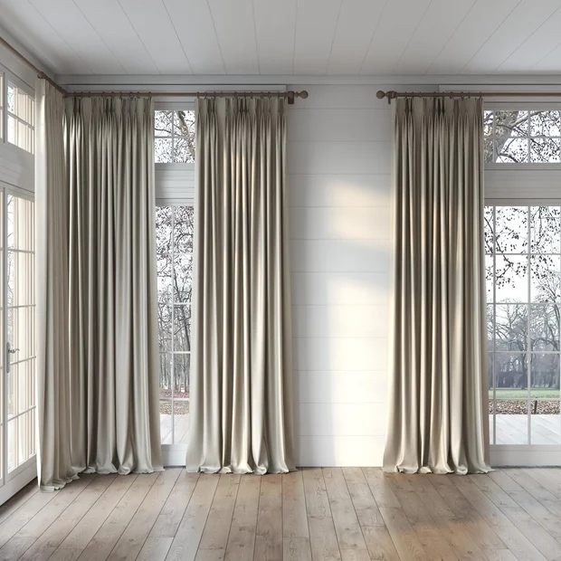 Photo of the fabric Provence Flax swatch by James Dunlop Essentials. Use for Curtains, Upholstery, Accessory, Top of Bed. Style of Plain, Texture