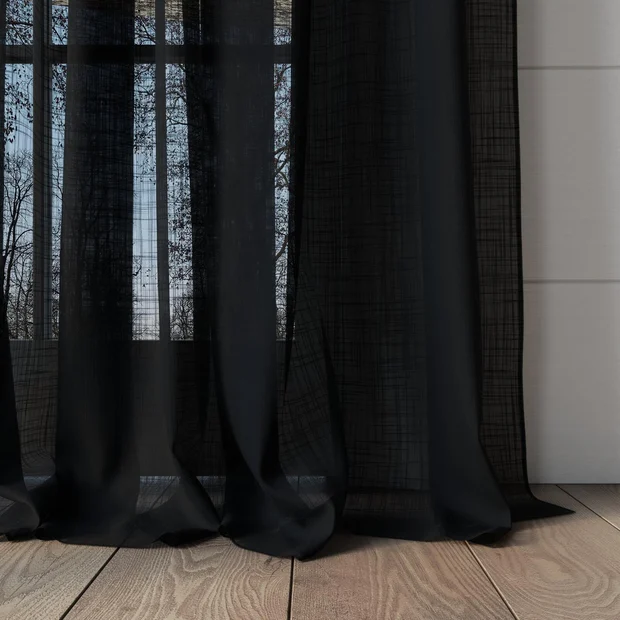 Photo of the fabric Kumo Recycled Midnight swatch by James Dunlop. Use for Sheer Curtains. Style of Plain, Sheer