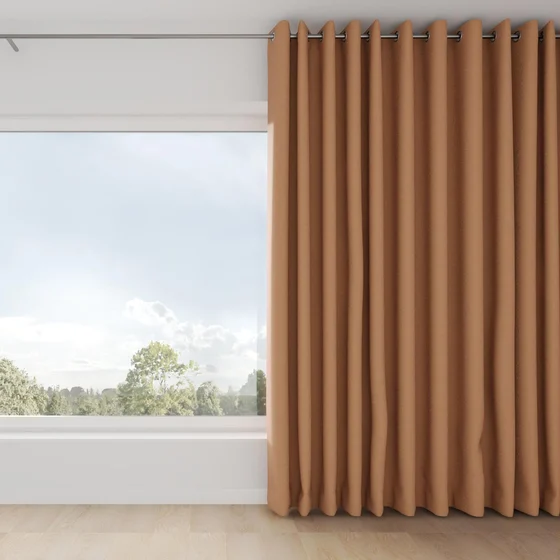 Photo of the fabric Satori Stonewash Burnt Orange swatch by Mokum. Use for Curtains, Upholstery Light Duty, Accessory, Top of Bed. Style of Plain, Texture