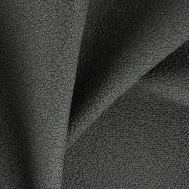 Photo of the fabric Snowdown Charcoal swatch by Zepel FibreGuard. Use for Curtains, Upholstery, Accessory, Top of Bed. Style of Plain, Texture