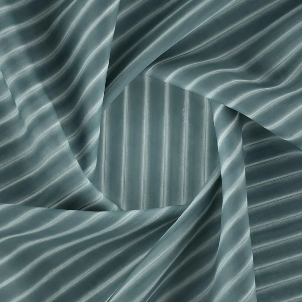 Photo of the fabric Cordial Sage swatch by Zepel FibreGuard. Use for Curtains, Upholstery, Accessory, Top of Bed. Style of Stripe, Velvet