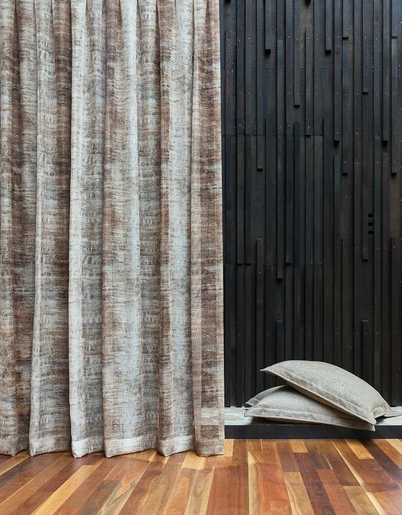 Photo of the fabric Erosion Limestone in situ by James Dunlop. Use for Sheer Curtains. Style of Sheer