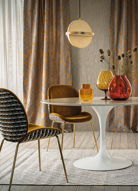 Photo of the fabric Ragtime 4393 4393 0306 in situ by Casamance. Use for Curtains, Upholstery, Accessory. Style of Geometric