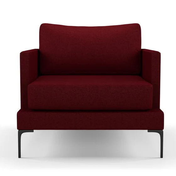 Photo of the fabric Tahiti Crimson swatch by Mokum FibreGuard. Use for Curtains, Upholstery, Accessory, Top of Bed. Style of Chenille, Plain