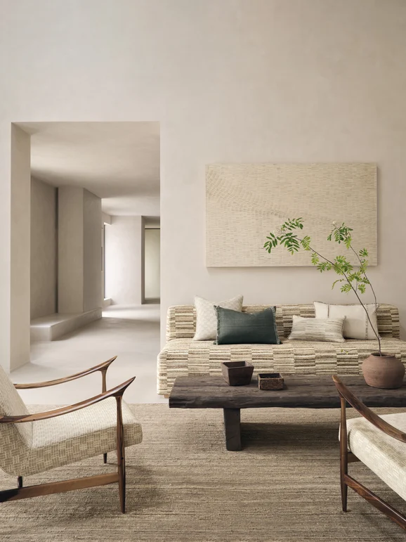 Photo of the fabric Crisscross M690 01 in situ by Mark Alexander. . Style of Geometric, Texture