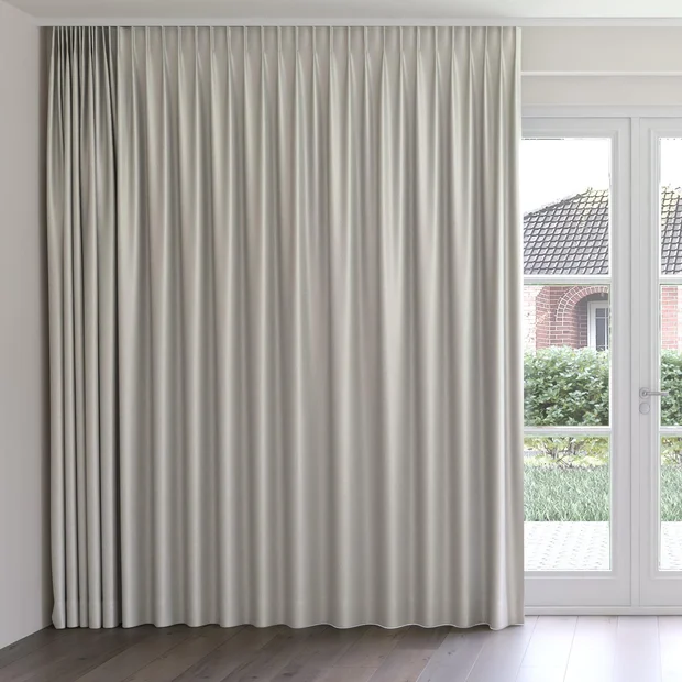 Photo of the fabric Kennedy II Blackout Driftwood swatch by James Dunlop. Use for Curtains. Style of Plain, Texture