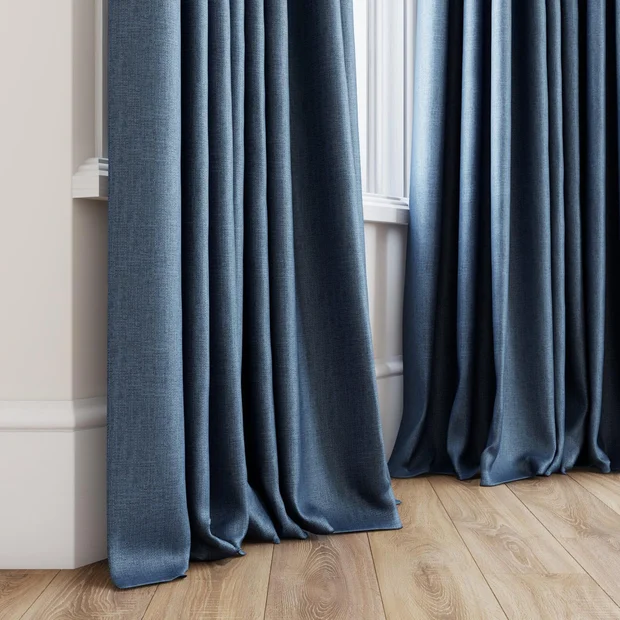 Photo of the fabric Matrix FR Bluesteel swatch by James Dunlop Essentials. Use for Curtains. Style of Dim Out, Plain