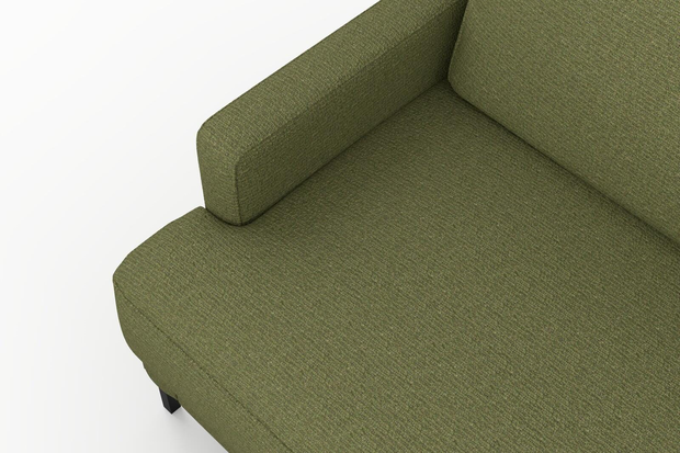 Photo of the fabric Grain Avocado swatch by Mokum. Use for Upholstery, Accessory, Top of Bed. Style of Plain, Texture