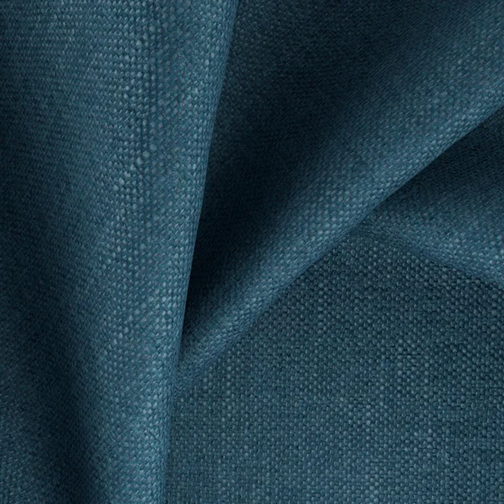Photo of the fabric Perfecto Teal swatch by Zepel FibreGuard. Use for Curtains, Upholstery, Accessory, Top of Bed. Style of Chenille, Plain