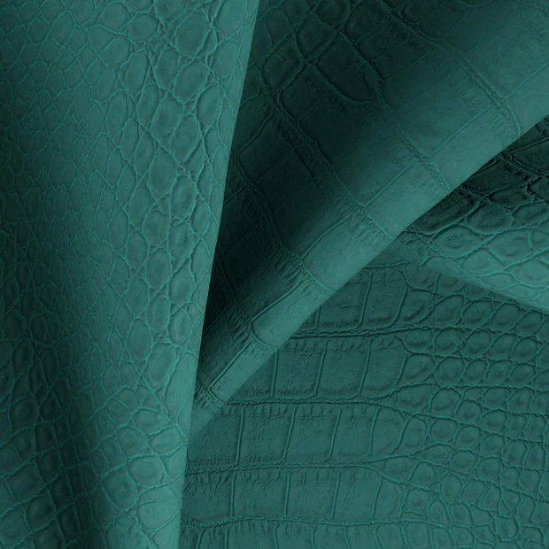 Photo of the fabric Knack Teal swatch by Zepel. Use for Upholstery. Style of Animals And Birds, Leather And Vinyl