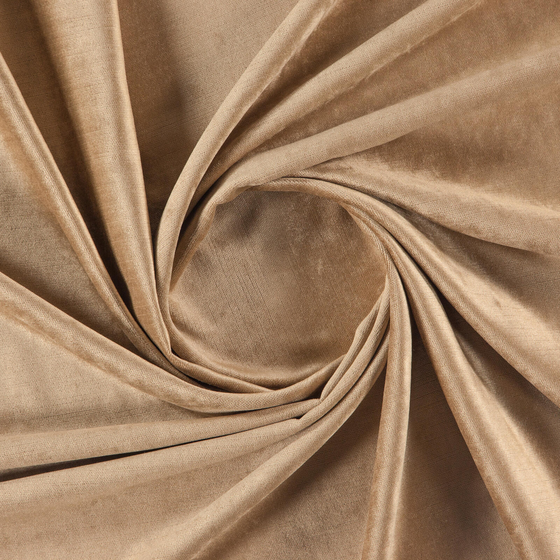 Photo of the fabric Monte Carlo Toffee swatch by Zepel. Use for Curtains, Upholstery, Accessory, Top of Bed. Style of Plain, Velvet