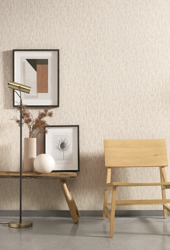 Photo of the fabric Ecorce Wallpaper 8531 8531 14 15 in situ by Casadeco. Use for Wall Covering. Style of Abstract