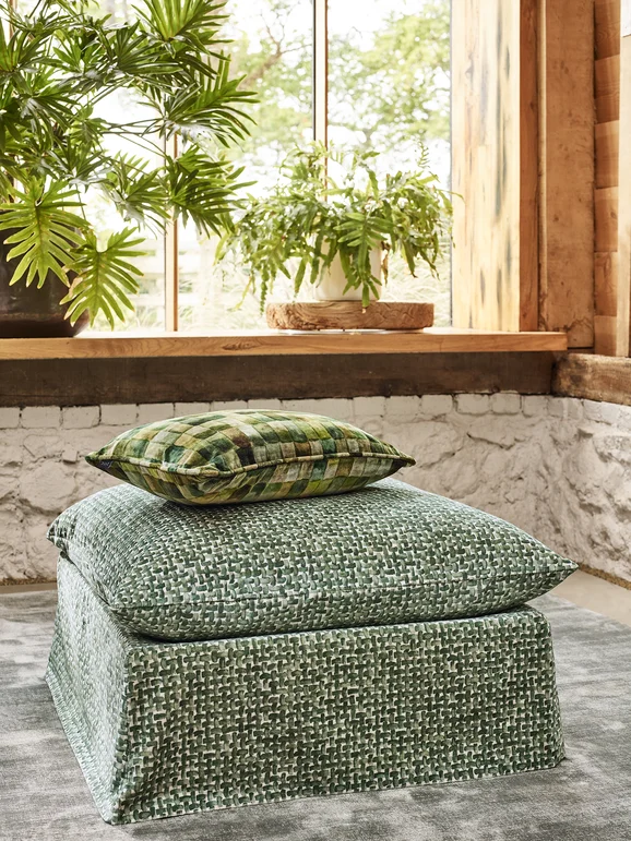 Photo of the fabric Beckley Z646 01 in situ by Zinc. Use for Curtains, Upholstery Light Duty, Accessory. Style of Velvet