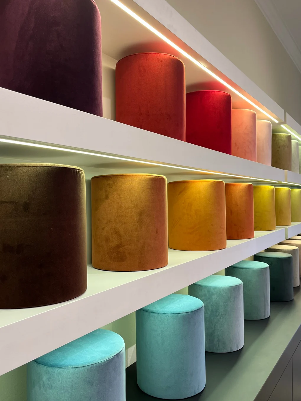 Vibrant velvet ottomans